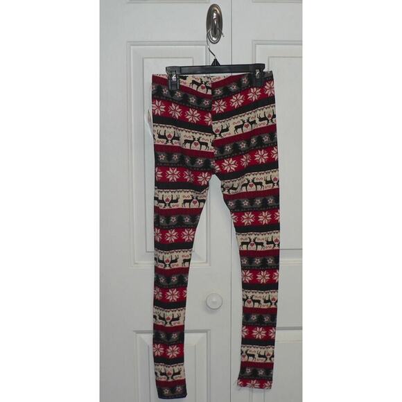 Just One Women's Fairisle Reindeer Printed Holiday Leggings Medium $35 - Picture 3 of 4